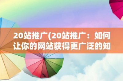 ​20站推广(20站推广：如何让你的网站获得更广泛的知名度和流量)